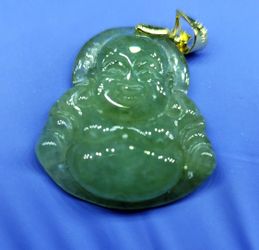 Burmese icy type A jadeite jade pendant lucky happy Buddha.