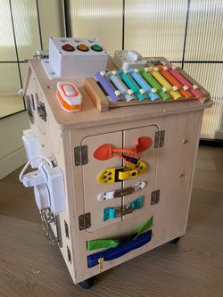 Montessori Wooden Busy House Educational Toy for Toddlers