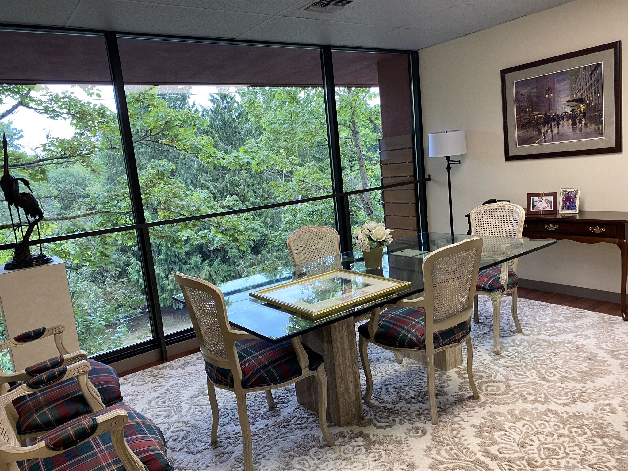 Quality Glass Table, 8 dining room Chairs