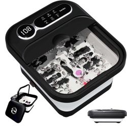 Collapsible Foot Spa Bath Massage with Heat,Precise Temperature Control,6 Massage Roller,Bubble and Removable Pedicure Stone for Care Feet