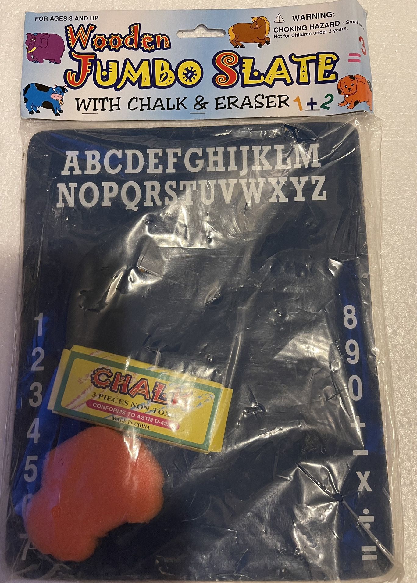 Wooden Jumbo Slate with chalk and eraser NIP never opened vintage
