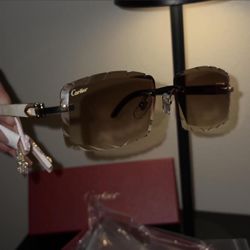 Cartier Style Brown Tinted Square Sunglasses – Luxury Designer Look