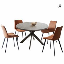 Gray round table with 4 chairs Cognac 