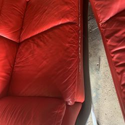 Red And Black Leather Couch Set