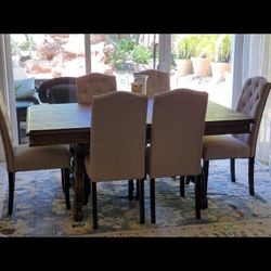 Solid Wood Dining Room Table, Expansion And Protective Pads