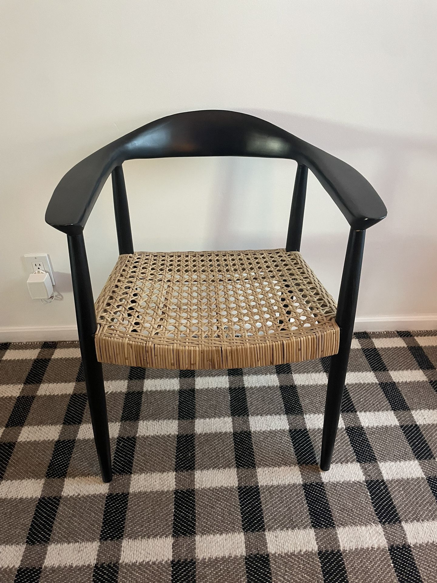 MCM Black Occasional Chair With Cane Seat