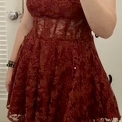 B. Darlin burgundy/ size 17/18 burgundy red dress