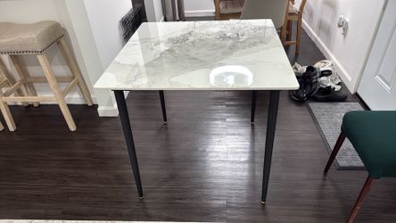 Marble top table with 2 chairs