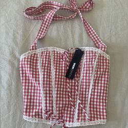 NEW Fashion Nova Gingham Corset Top Size XS