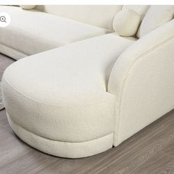 Modern Cream Bouclé Sofa Set – Sofa + Chair + Ottoman
