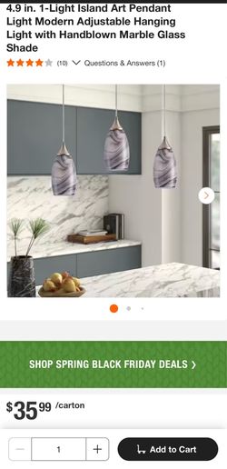 4.9 in. 1-Light Island Art Pendant Light Modern Adjustable Hanging Light with Handblown Marble Glass Shade no bulb included  Included only  Wiring cap