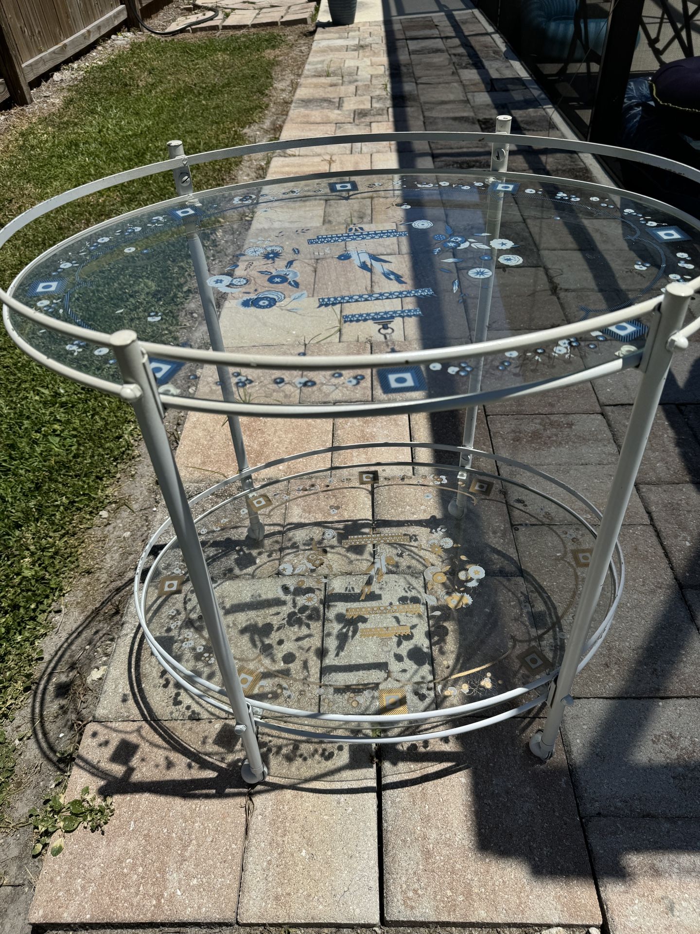 Vintage Glass and Metal Bar Cart