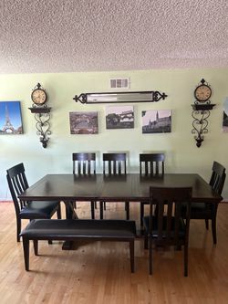 Rectangle dining room extension table set