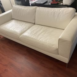Modern White Leather Sofa 