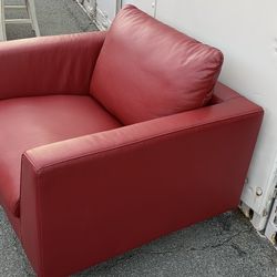 Modern Red Leather Armchair – Designer Style Accent Chair