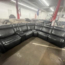 Black Leather Sectional 