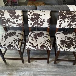 Cow Print Bar Stools (set Of 3)