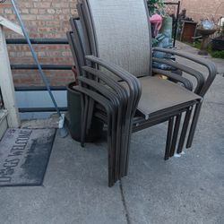 Four Pieces Aluminum Outdoor Patio Chairs 