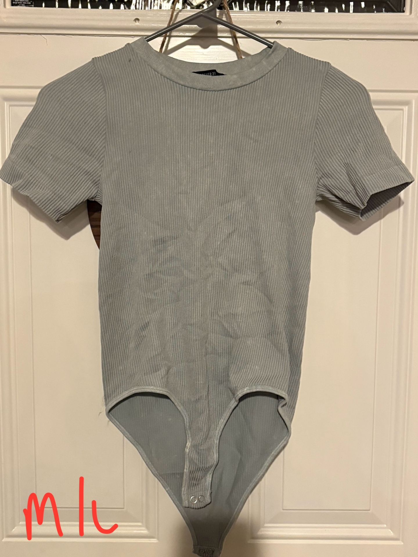 Forever 21 Seafoam Green Ribbed Bodysuit