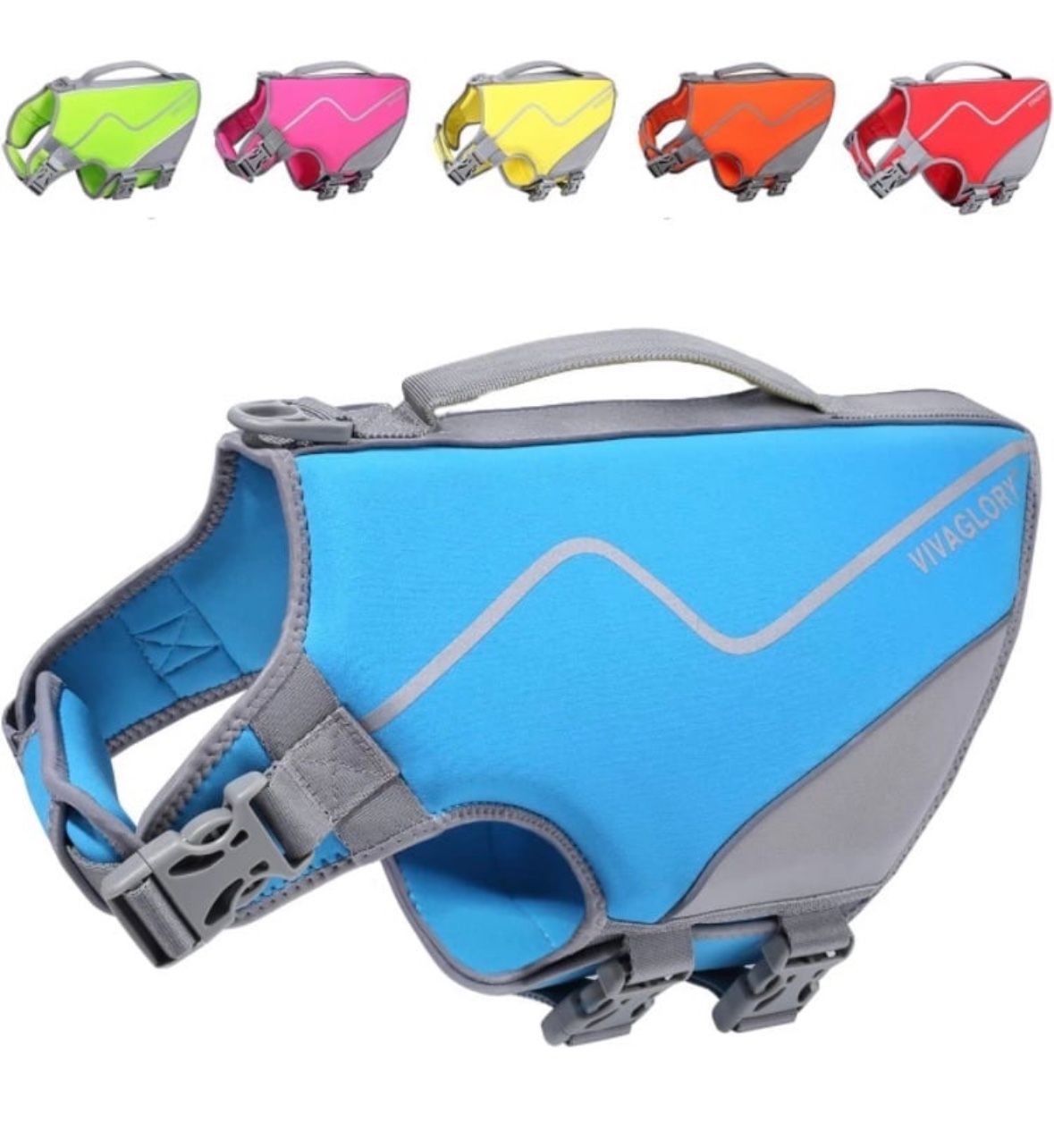 Dog Life Jacket Vest with Rescue Handle, Superior Buoyancy & Lightweight, Blue, Small