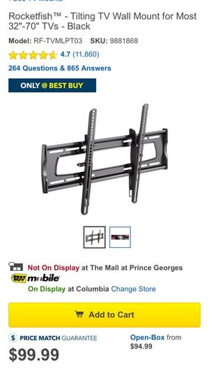 Rocketfish Tilting Tv Wall Mount 32 70 Tvs Black For Sale