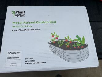 Plant & Plot Galvanized Raised Garden Beds Outdoor // 8×4×1 ft Planter Raised Beds for Gardening