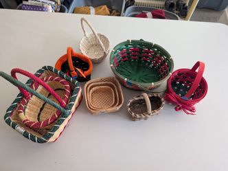 Assorted Wicker and Woven Baskets Set