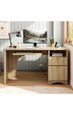 55 inch Office Desk with Power Outlet,