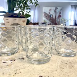 Vtg Libbey Clear Glass Inverse Bubble Tumblers 10oz Set 6