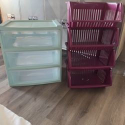 CLEAN 3 Drawer Wide Plastic Container NO WHEELS 4 Tier Shelves Organizer Clear Mainstays