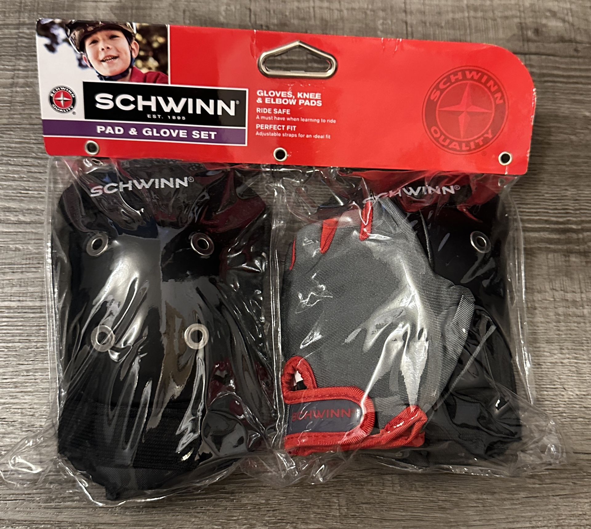 Schwinn Kids Gloves, Knee & Elbow Pads Adjustable Straps New Sealed