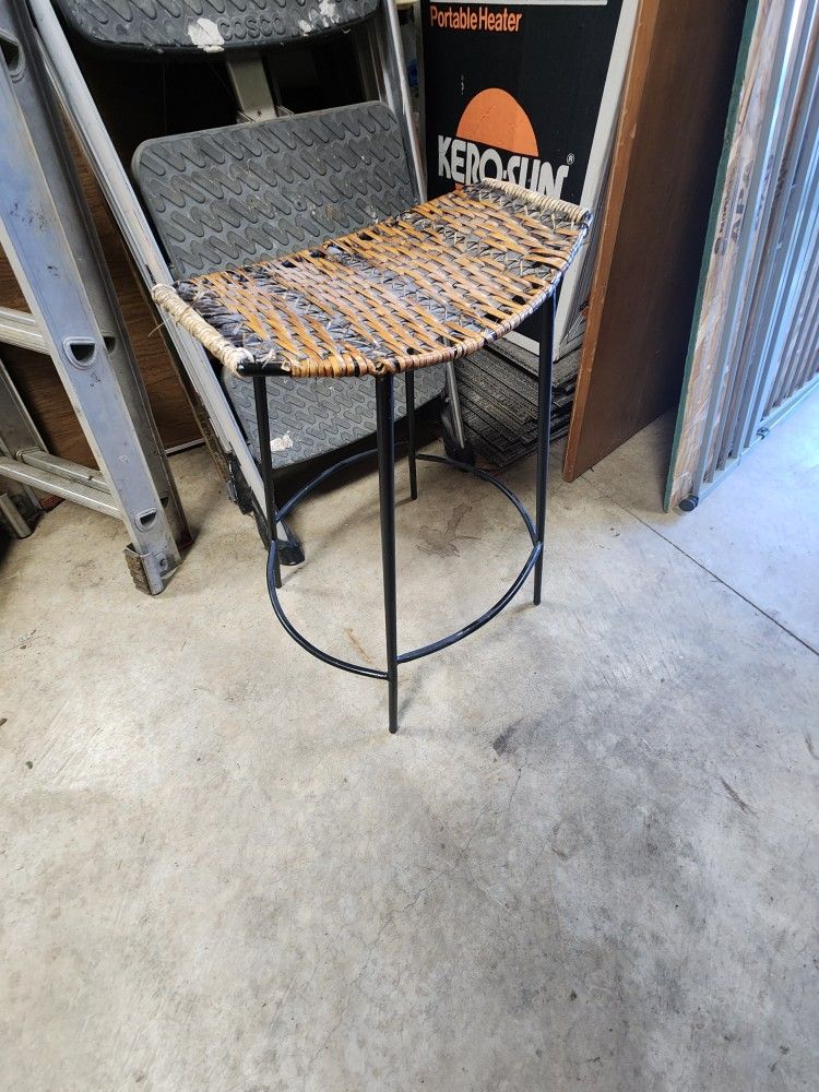 Black Metal Stool with Rattan Seat
15.5"w x 24.5"h