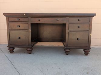 Rh Dark Wood Executive Desk with Drawers