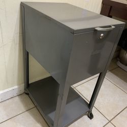 Vintage Mid 19th Century Cast iRon Rolling File Cabinet  (with A to Z Oxford Folders)