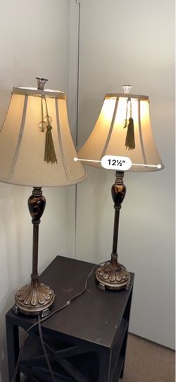 Pair of Tall Buffet Table Lamps with Tassels