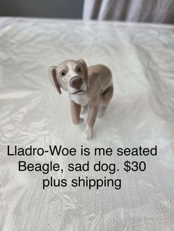 Lladro - “Woe is me” seated Beagle, sad dog.