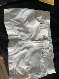 X2 white denim mini skirt