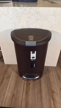Simple human 50L/13 gallon Brown Semi Round Step Trash Can Brand New