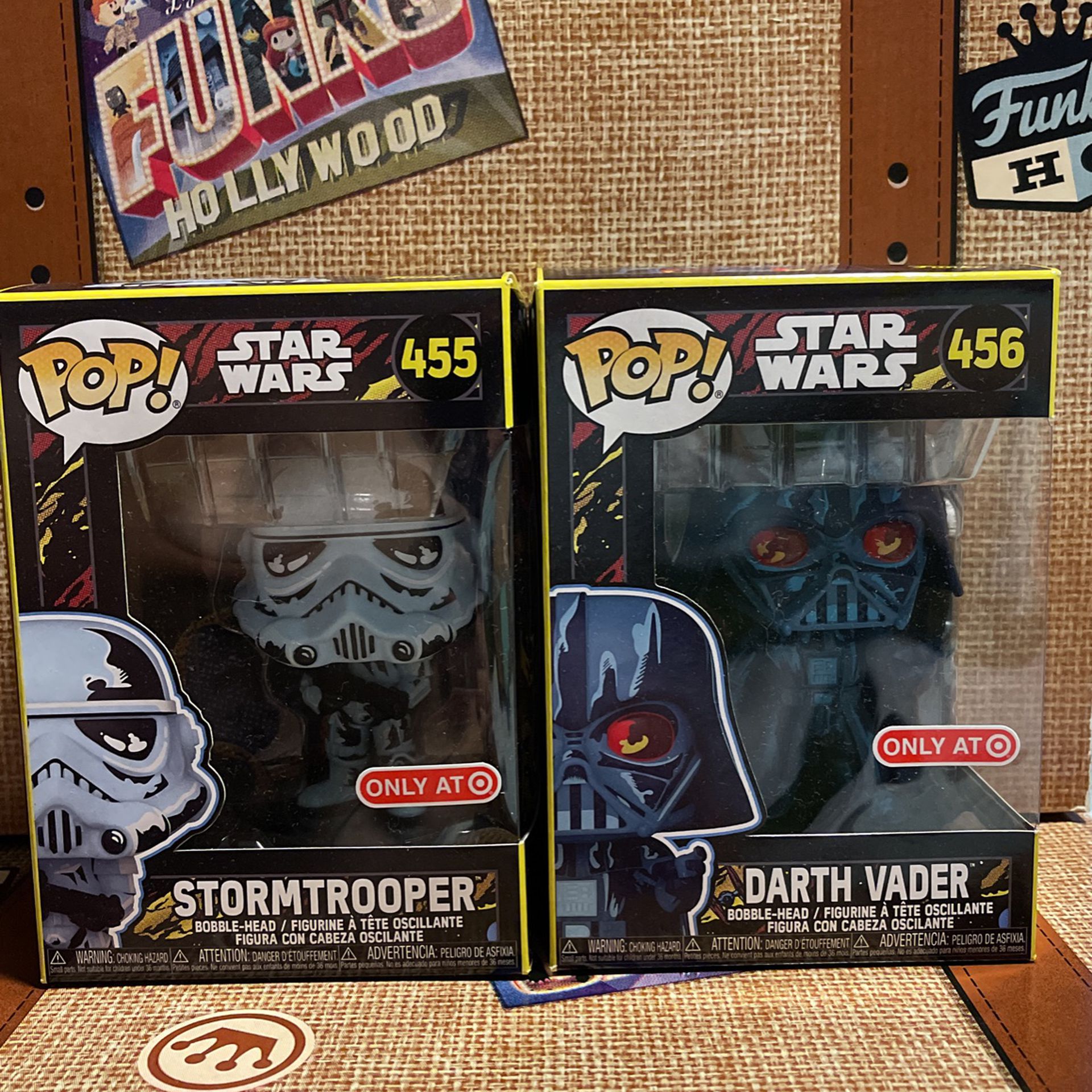 Funko Pop Star Wars Stormtrooper and Darth Vader