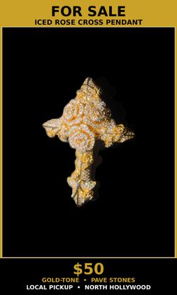 Iced Rose Cross Pendant