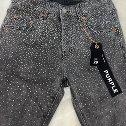 PURPLE BRAND jeans with rhinestone design 
