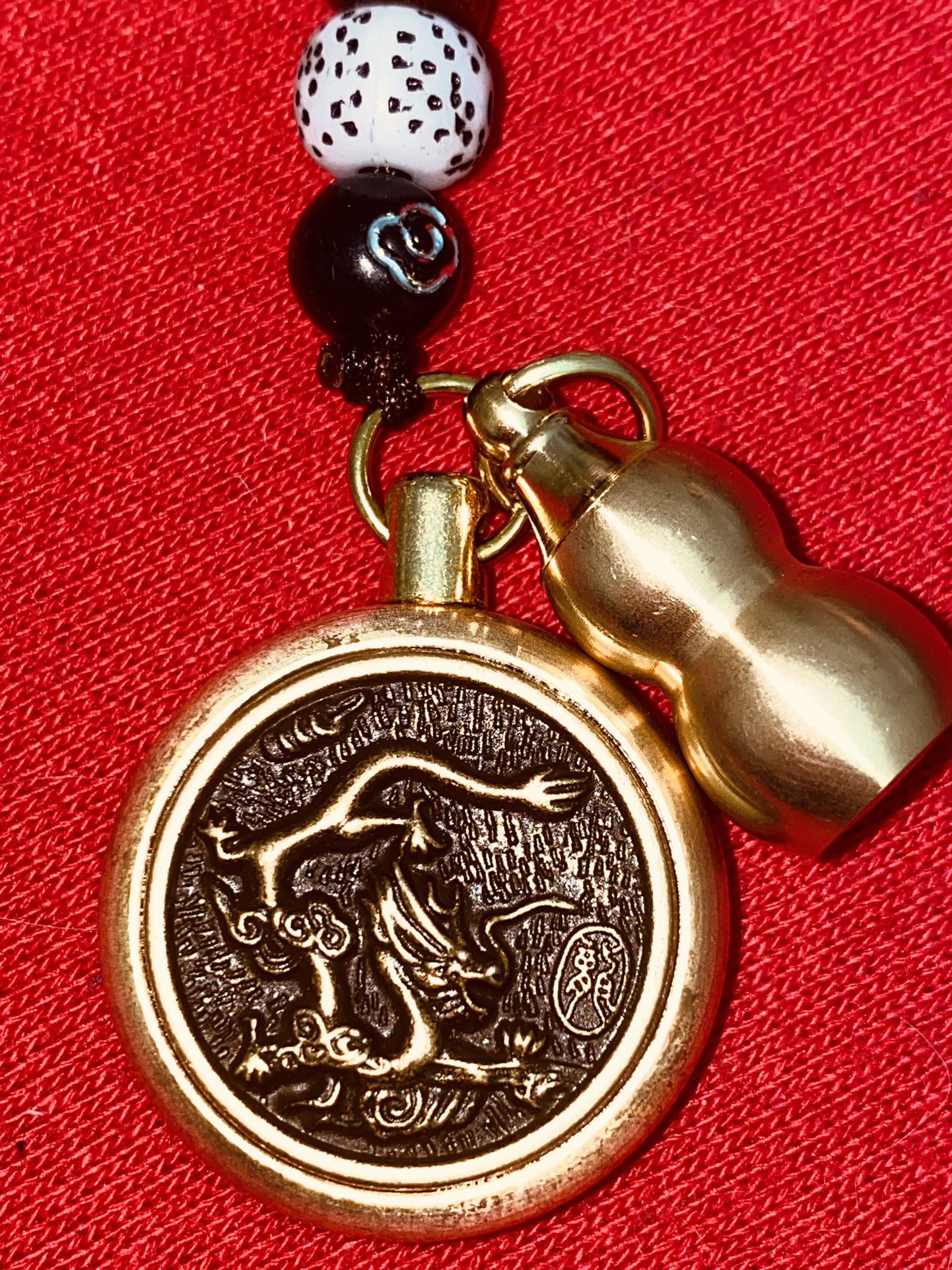 Pure Brass Dragon Zodiac Keychain Pendant, Rope, Keychain Hanging Jewelry