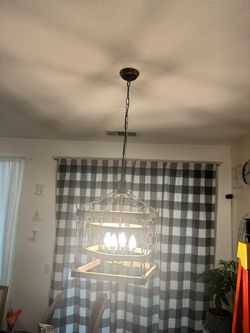 Farmhouse Wood and Chain Chandelier