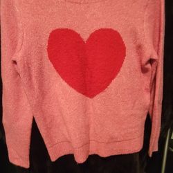 cupcakes & cashmere Pink Sweater with Red Heart