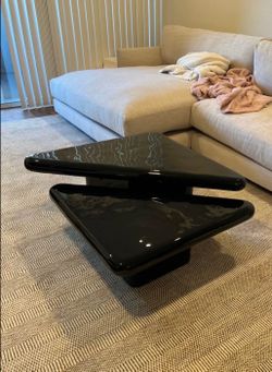 CB2 Black Lacquer Tiered Coffee Table
