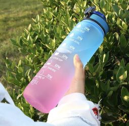 Stay Hydrated & Motivated: 32oz Non-Toxic Plastic Sports Water Bottle With Time Marker
