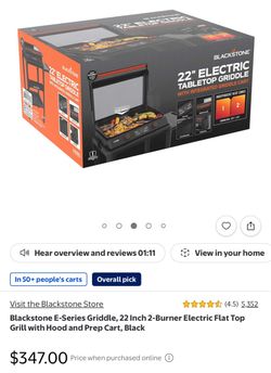 blackstone griddle 22 inch 2 burner elecrtic flat top grill whit hood and prep cart( brand new)