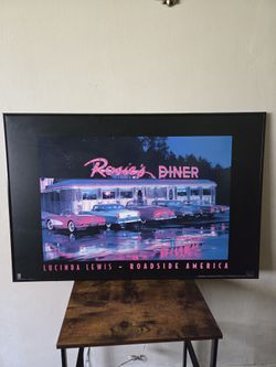 Rosie's Diner Lucinda Lewis Roadside America Light Up Vintage Frame Cars Poster