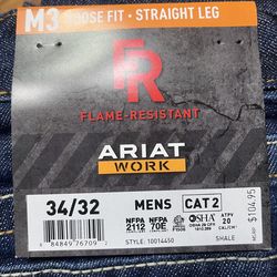 ARIAT 34/32 Work M3 Loose Fit Straight Leg FR Jeans