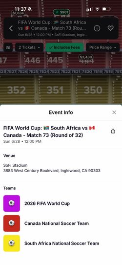 FIFA World Cup match 73 -x2 tickets